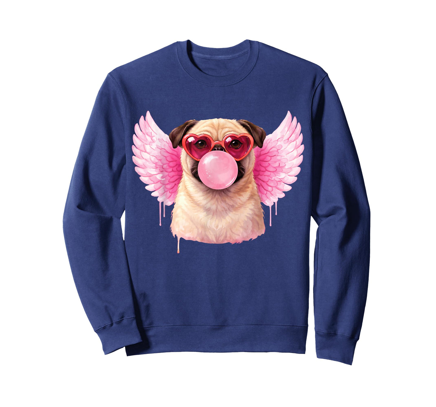 Retro Cupid Valentine Dog Valentines Love Hearts Cute Pug T-Shirt