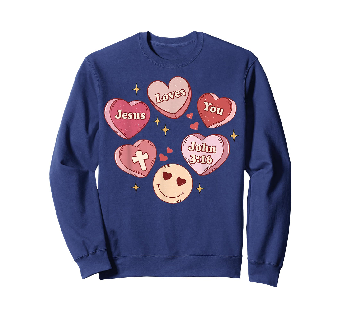 Jesus Loves You Groovy Christian Valentines Hearts T-Shirt
