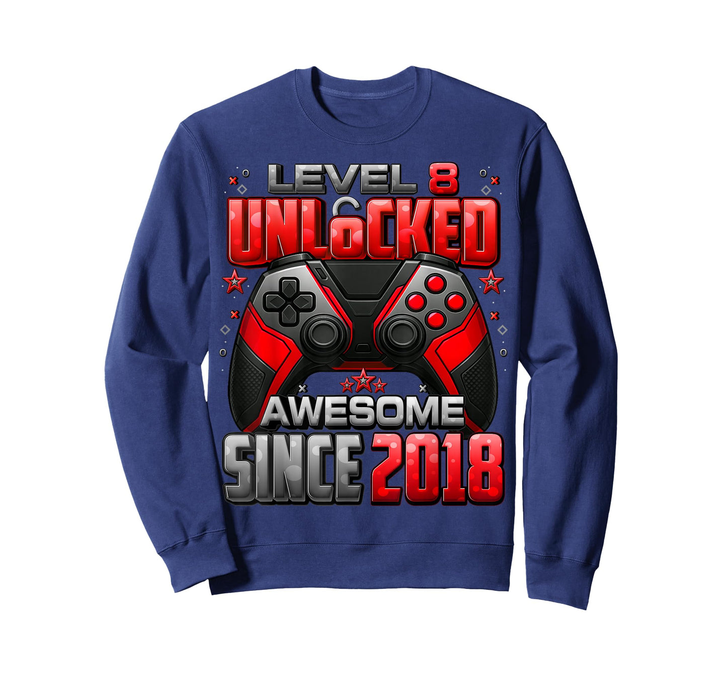Level 8 Unlocked Awesome Since 2018 8th Birthday Gaming T-Shirt