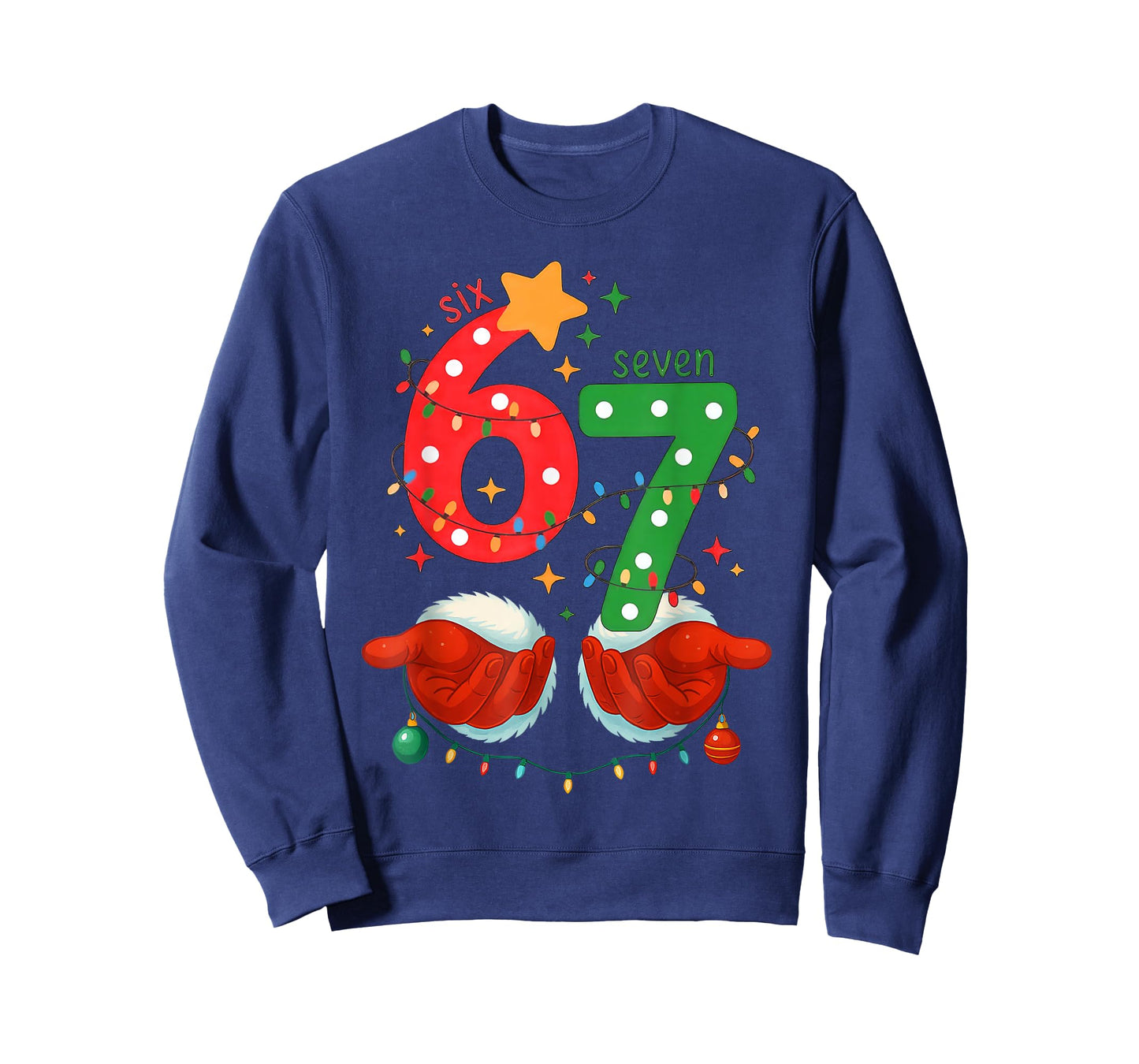 Funny Six Seven 6 7 Meme Christmas Family Xmas Santa 67 T-Shirt