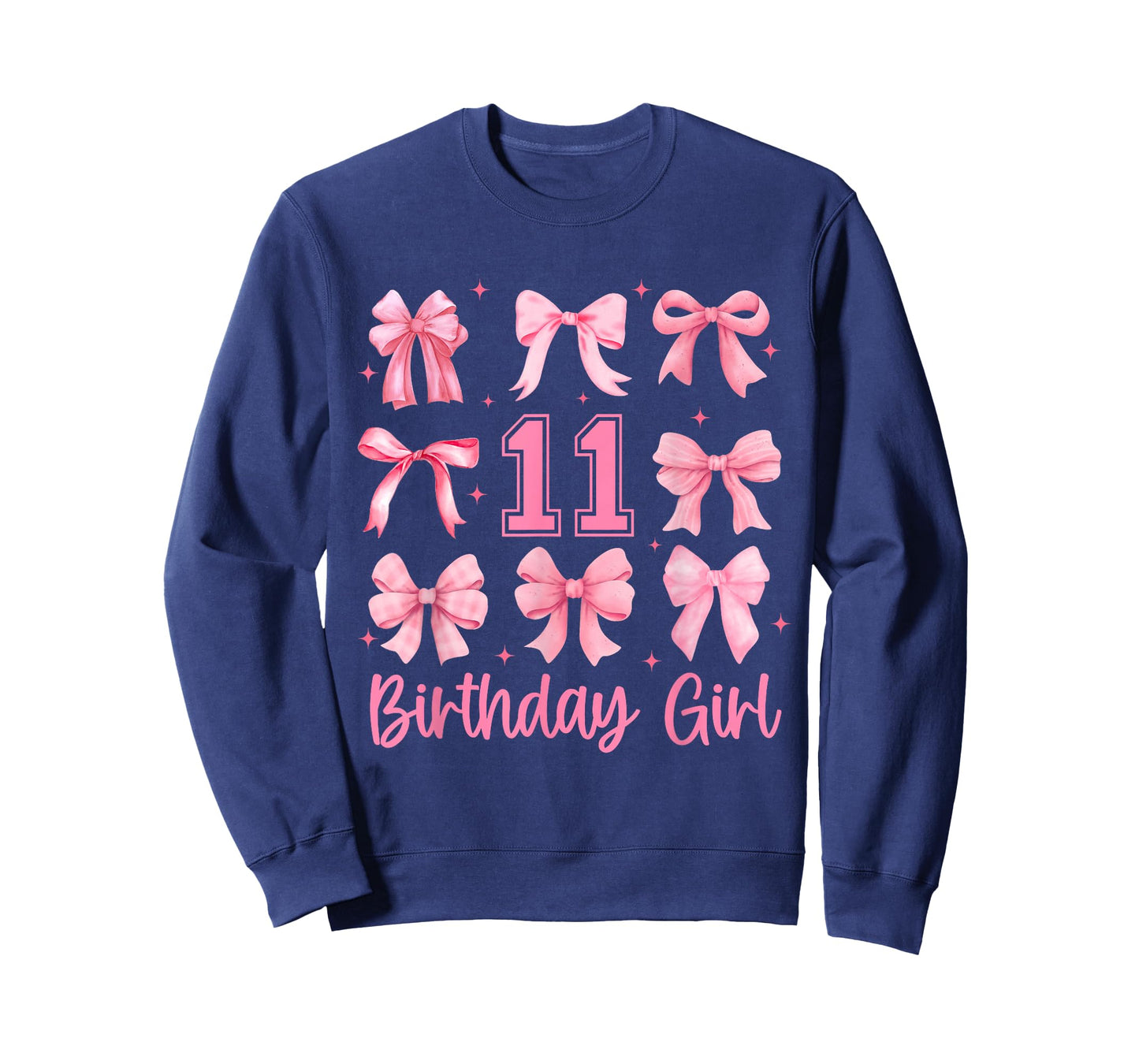 11 Years Old Birthday Girl Pink Bow Girls Kids Cute Birthday T-Shirt
