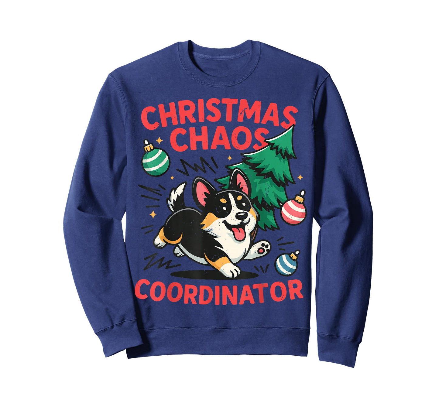 Funny Christmas Chaos Tri Color Corgi Pajama Costume Toddler T-Shirt
