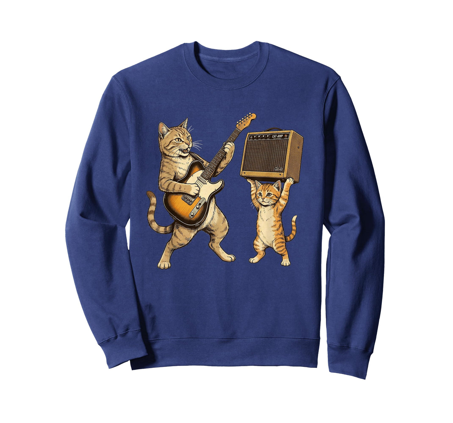 Cat Playing Guitar Shirt Men Rock Star Rock and Roll Kids T-Shirt