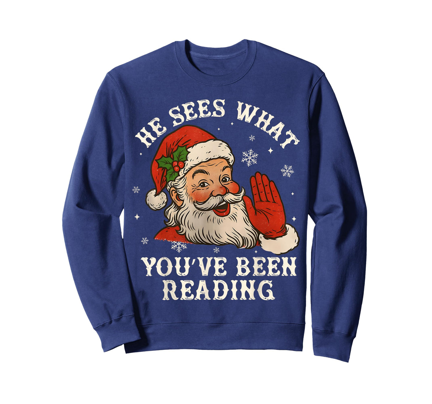 He Sees What You've Been Reading Funny Bookish Christmas T-Shirt