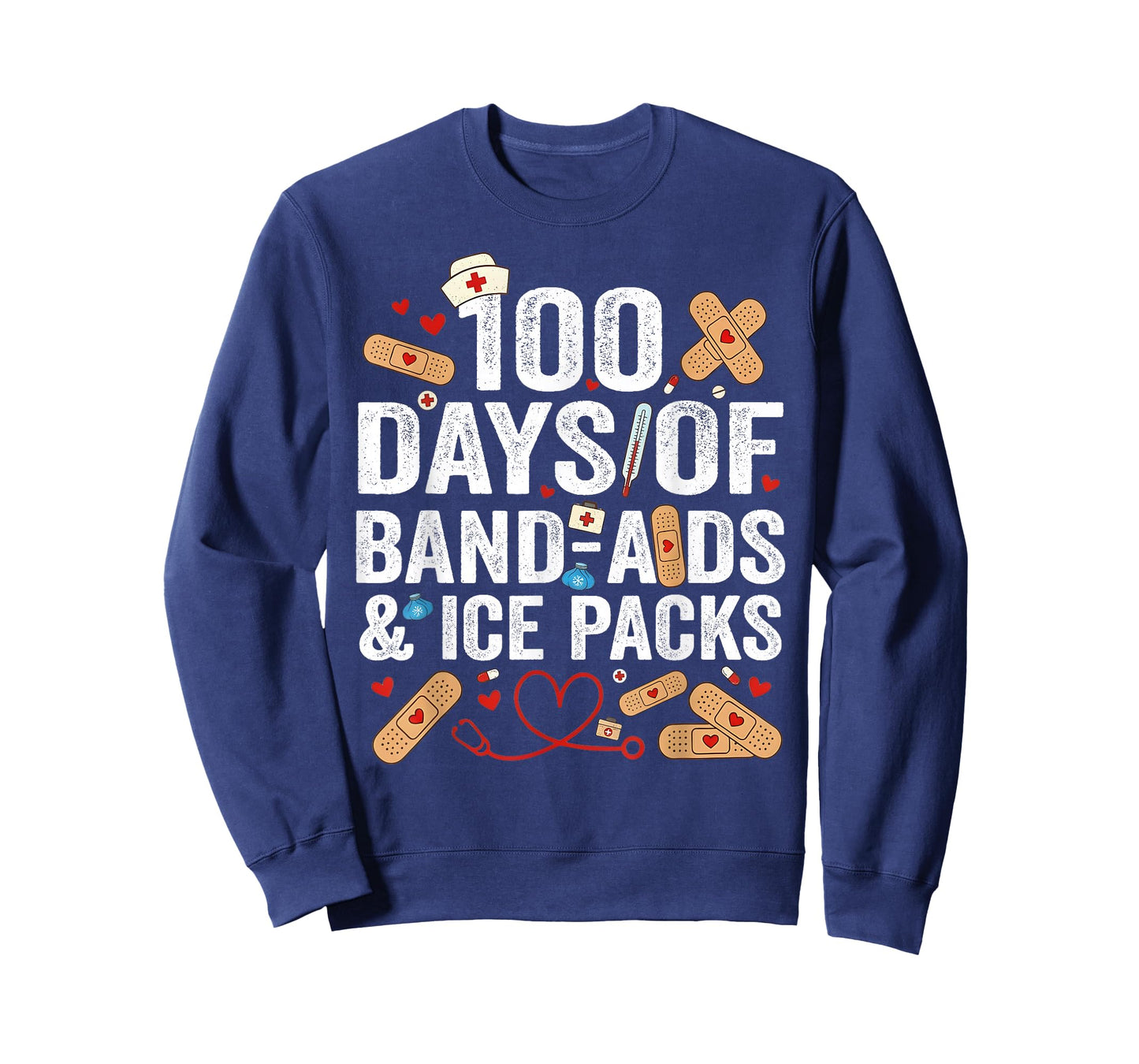 100 Days of School Nurse 100 Day Band Aids Student Funny T-Shirt