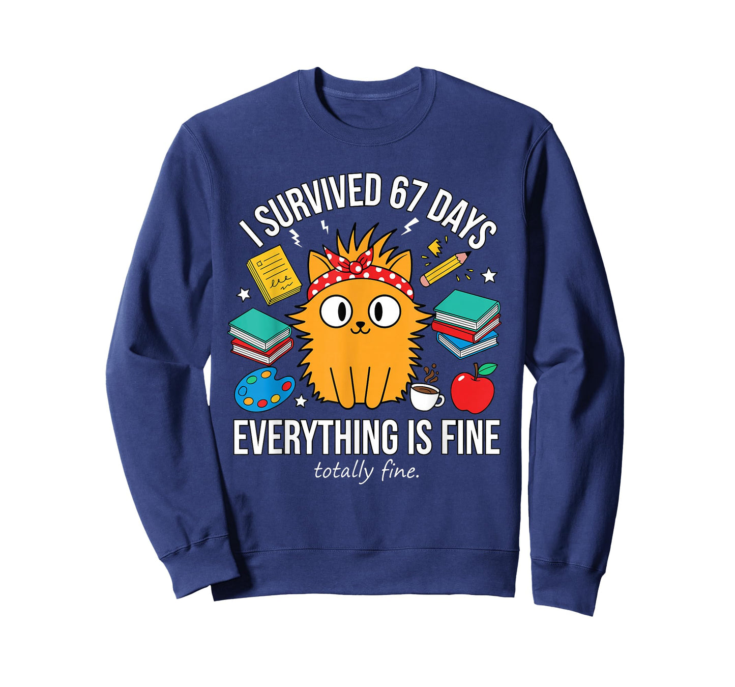 I Survived 67 Days of School Funny Cat Meme Teacher Student T-Shirt