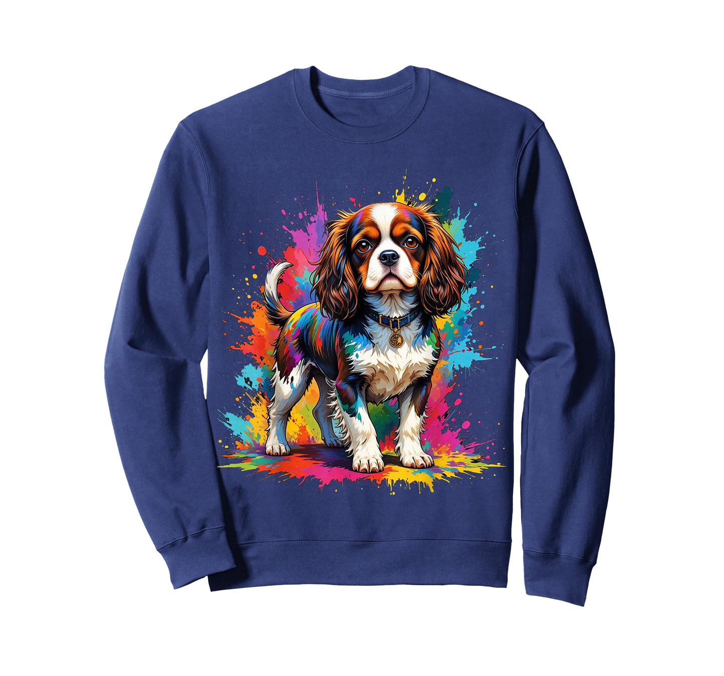 Colorful Cavalier King Charles Spaniel Dog Color Splashes T-Shirt