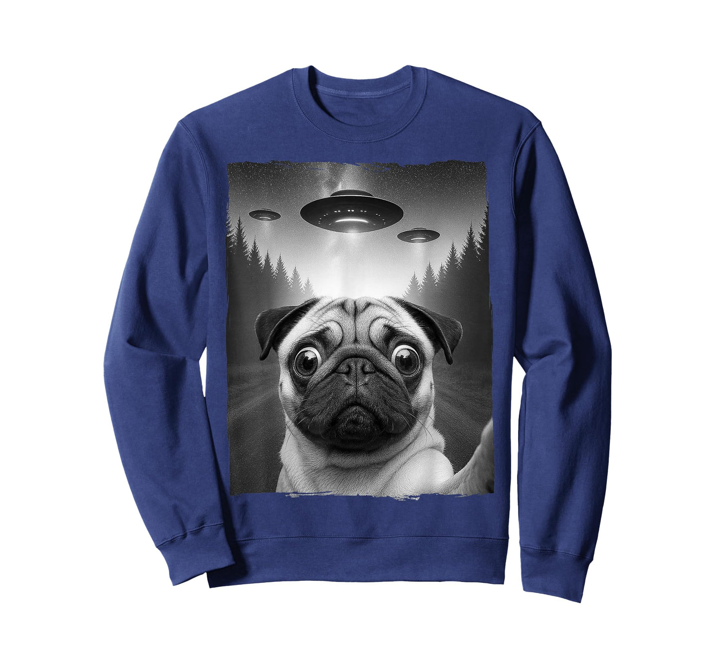 Vintage Pug UFO Encounters - Funny Cute UFO and Pug Selfie T-Shirt