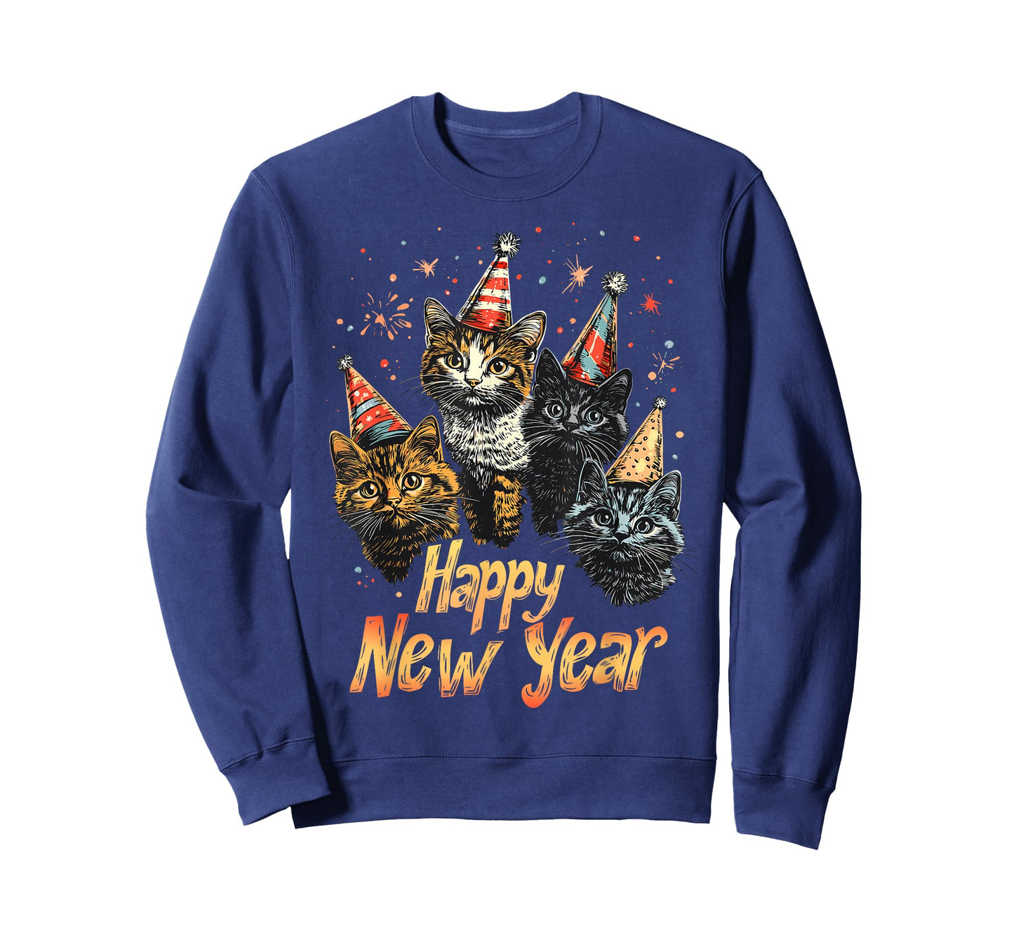 Happy New Year 2026 Cute Cats Kitten Party Cat Kitty Lovers T-Shirt
