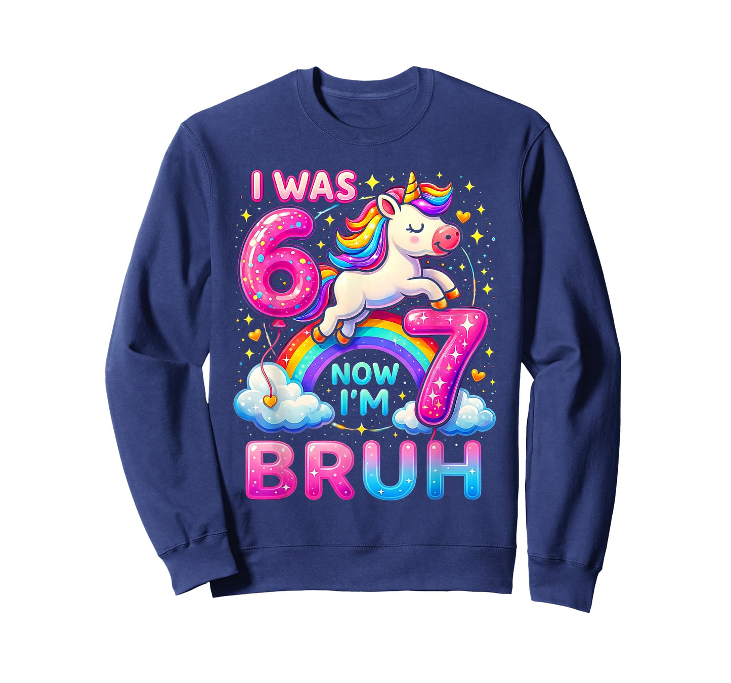 I was 6 Now I'm 7 Funny 6 7 Six Seven Meme Unicorn Birthday T-Shirt