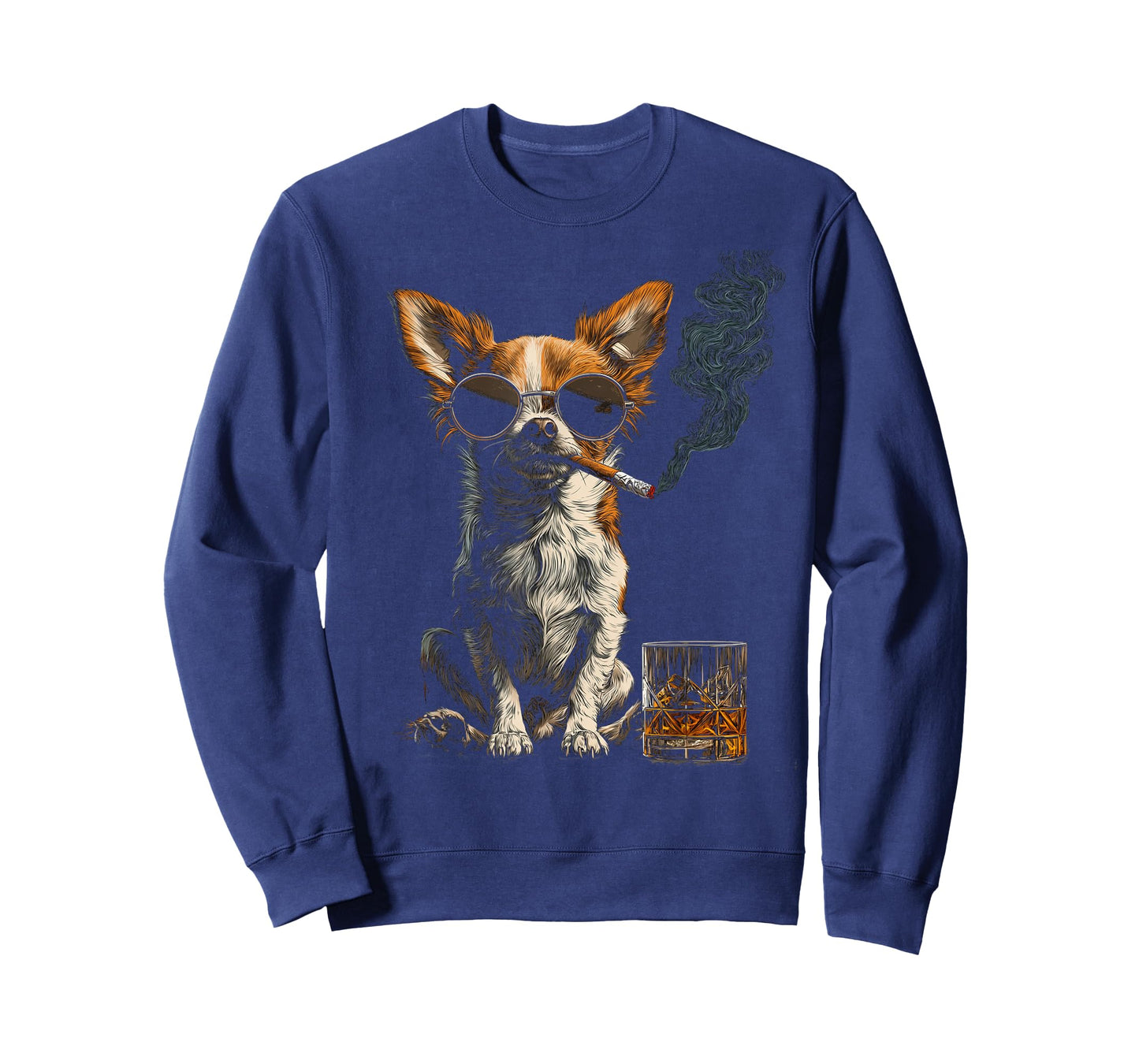 Chihuahua Smoking Cigarette Whisky Lover Funny Dog T-Shirt