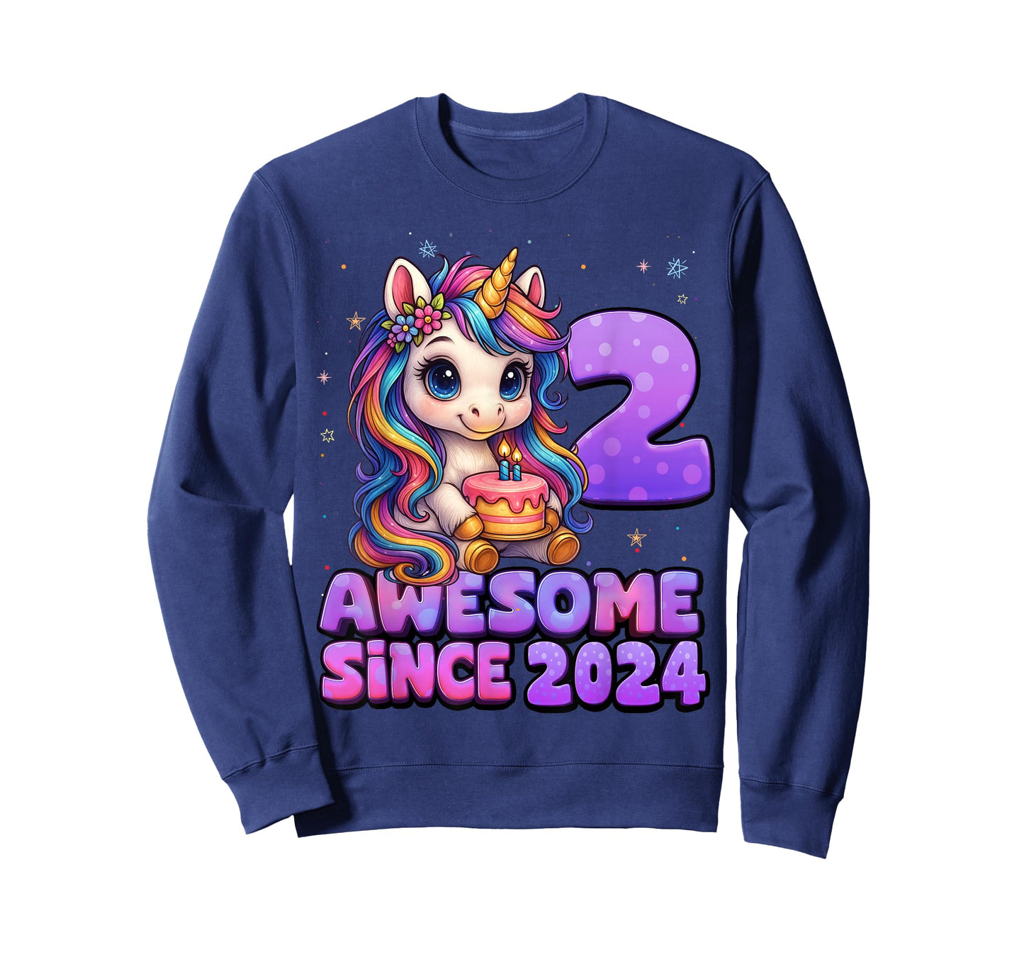 2 Year Old Girl Awesome Since 2024 Unicorn 2nd Birthday Girl T-Shirt