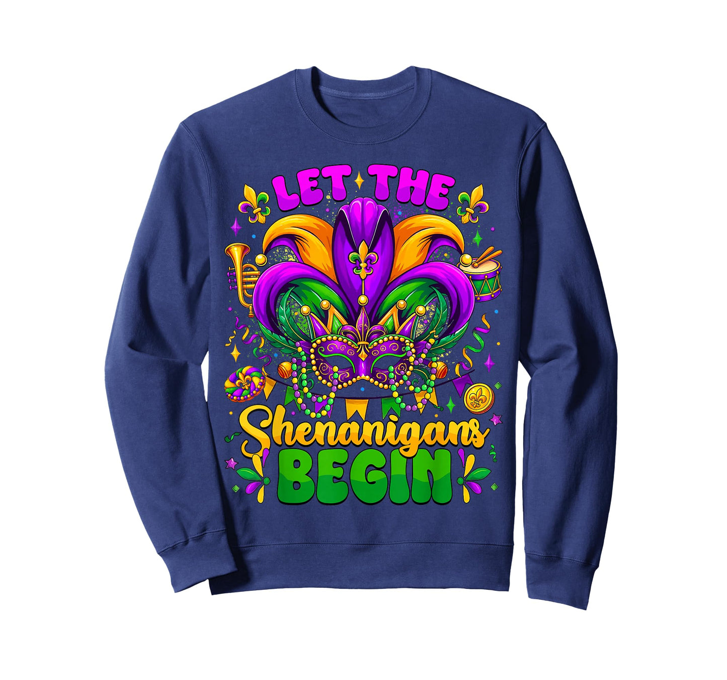 Let The Shenanigans Begin Mardi Gras Jester Mask Men Women T-Shirt