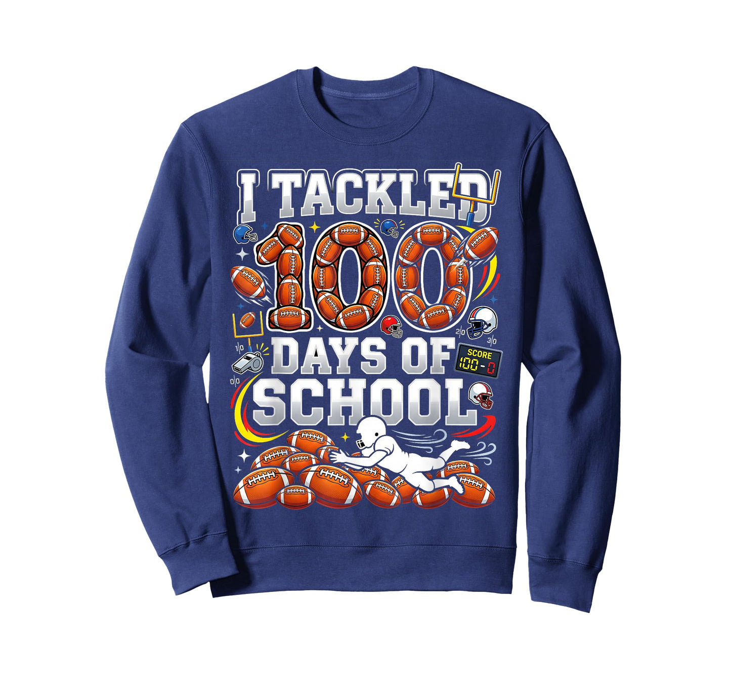 I Tackled 100 Days of School Football 100th Days Boys Sports T-Shirt