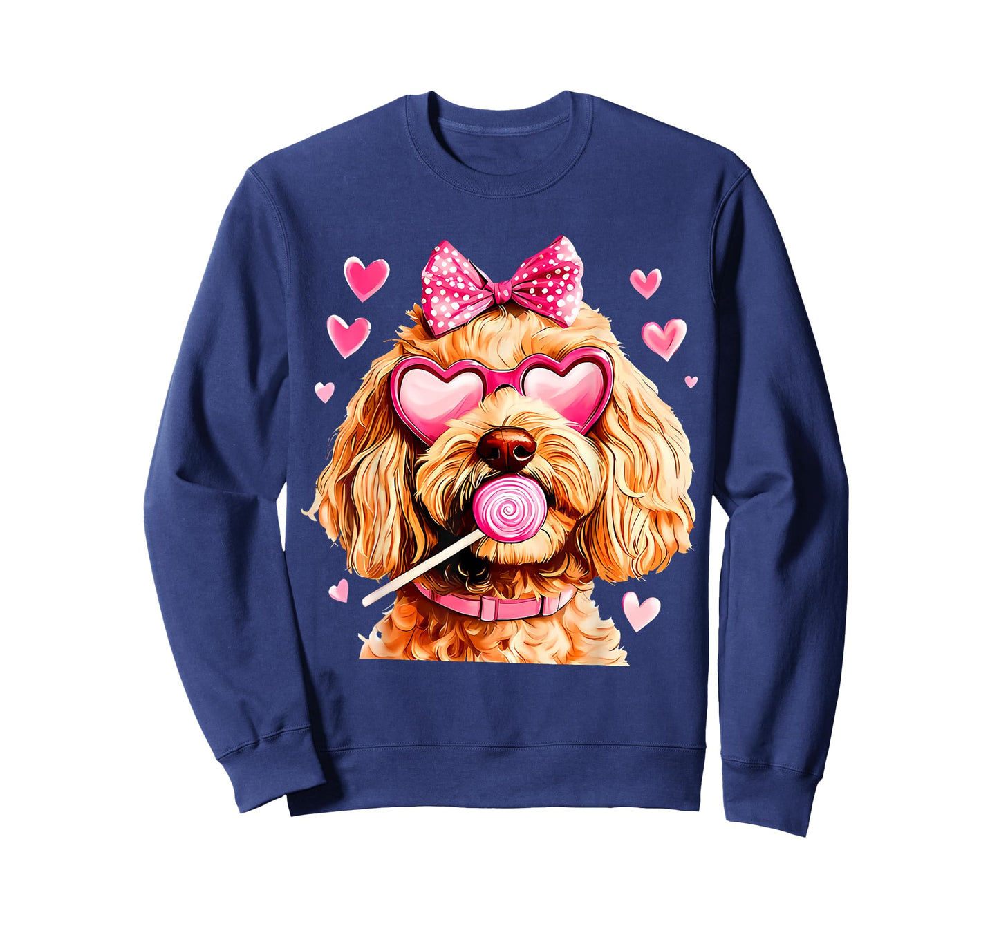 Cute Goldendoodle Wearing Glasses Heart Puppy Valentines Bow T-Shirt