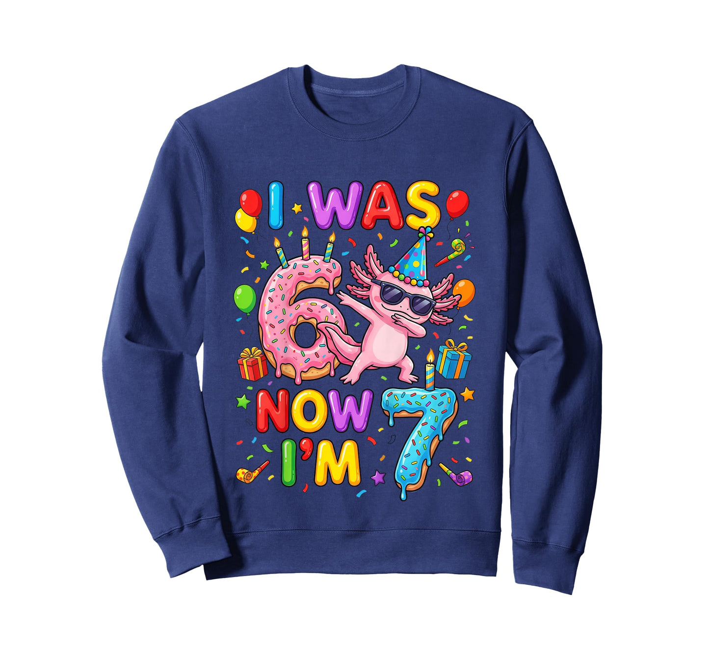 I was Six Now I'm Seven 6 7 Axolotl 67 Meme 7th Birthday T-Shirt