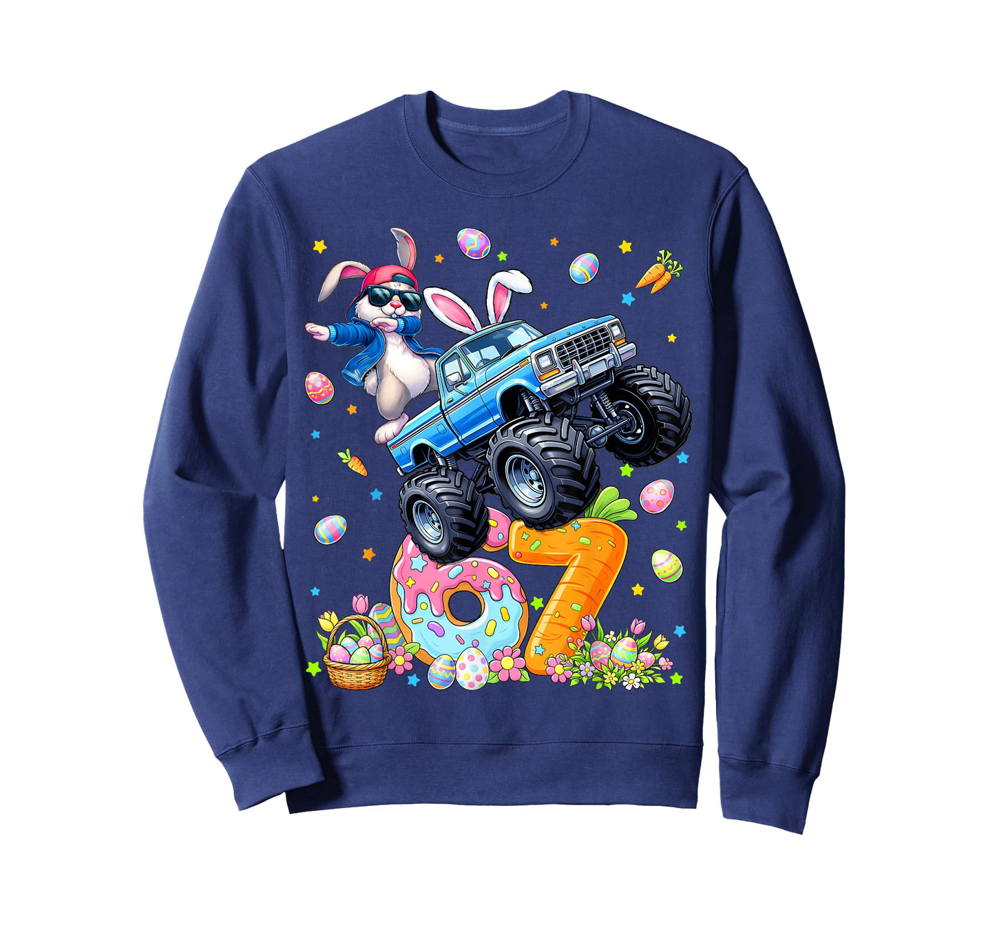 Funny Monster Truck Dabbing Rabbit Easter Bunny Men Boy T-Shirt