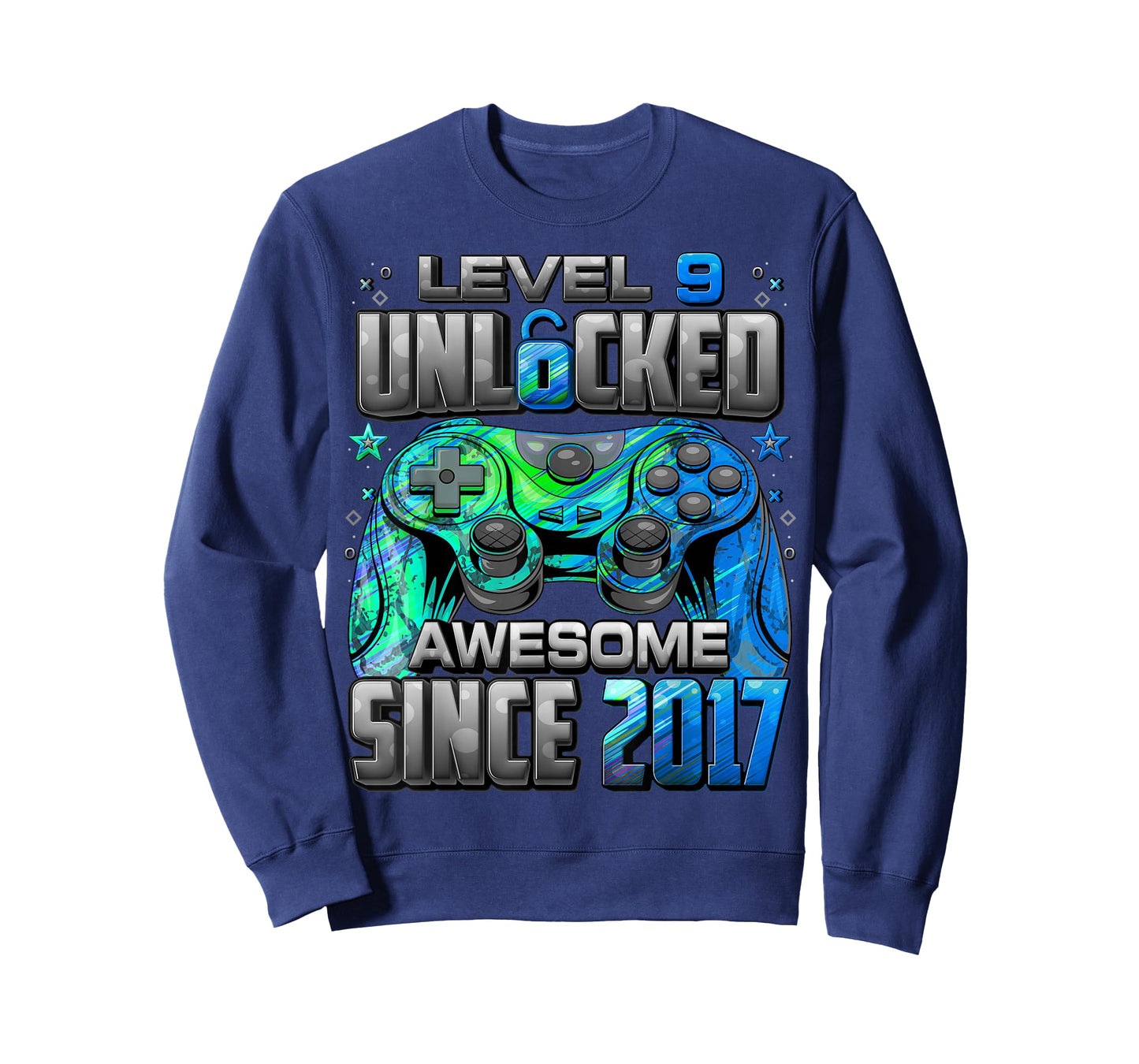Level 9 Unlocked Awesome Since 2017 9th Birthday Gaming T-Shirt