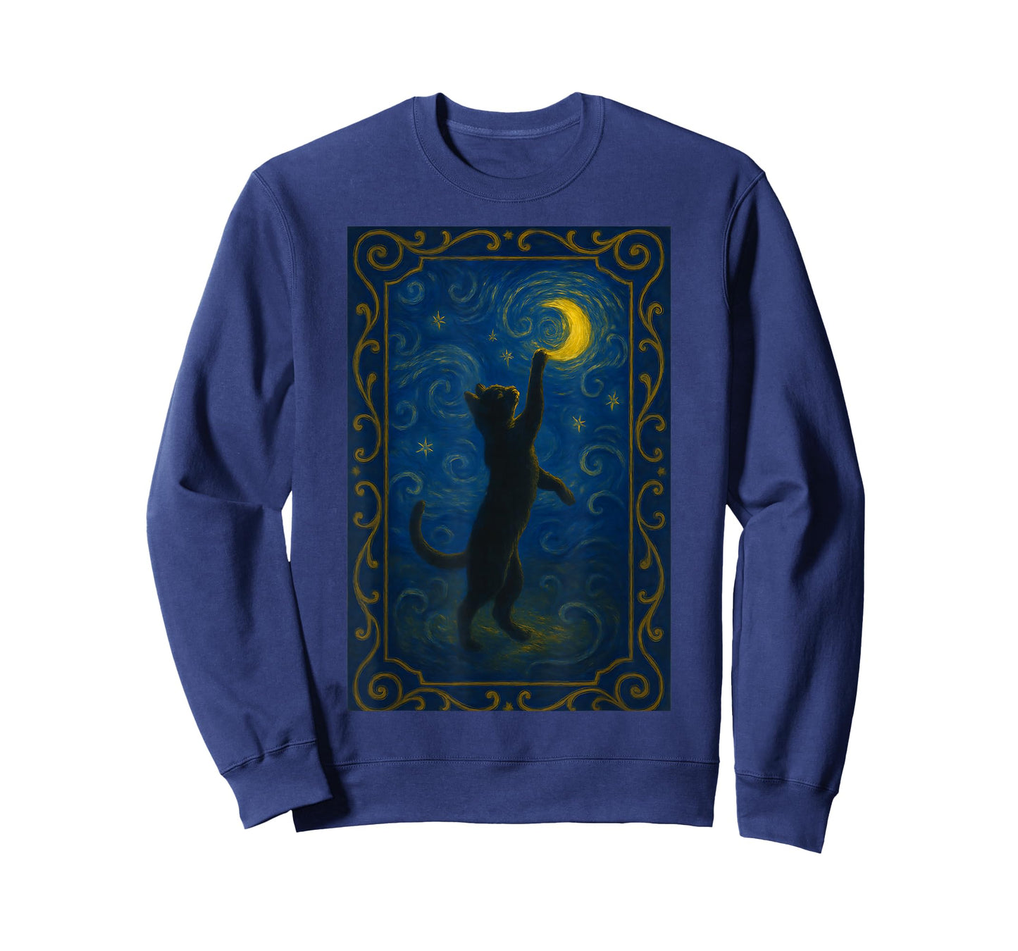 Cat Starry Night Van Gogh Cat Funny Cat Lover Mom Cat Dad T-Shirt