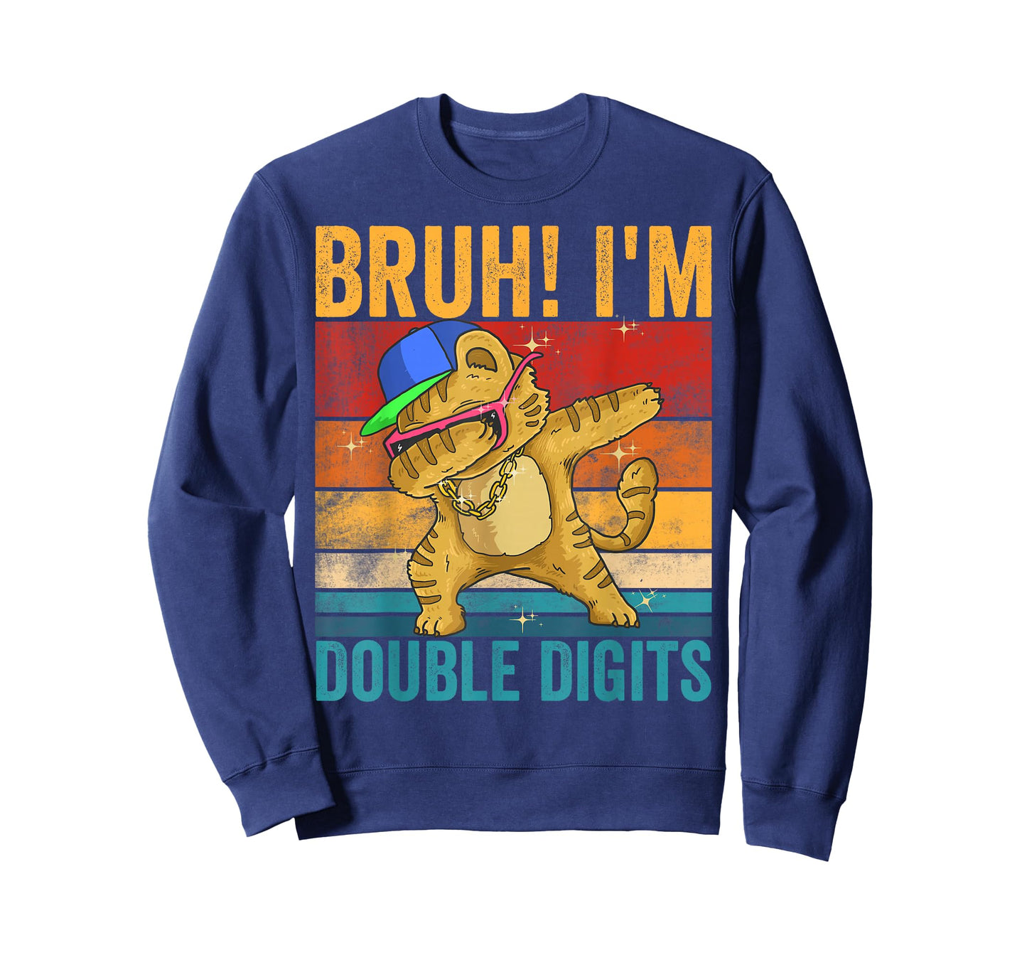 Vintage Bruh I'm Double Digits 10th Birthday Cat Dabbing Boy T-Shirt