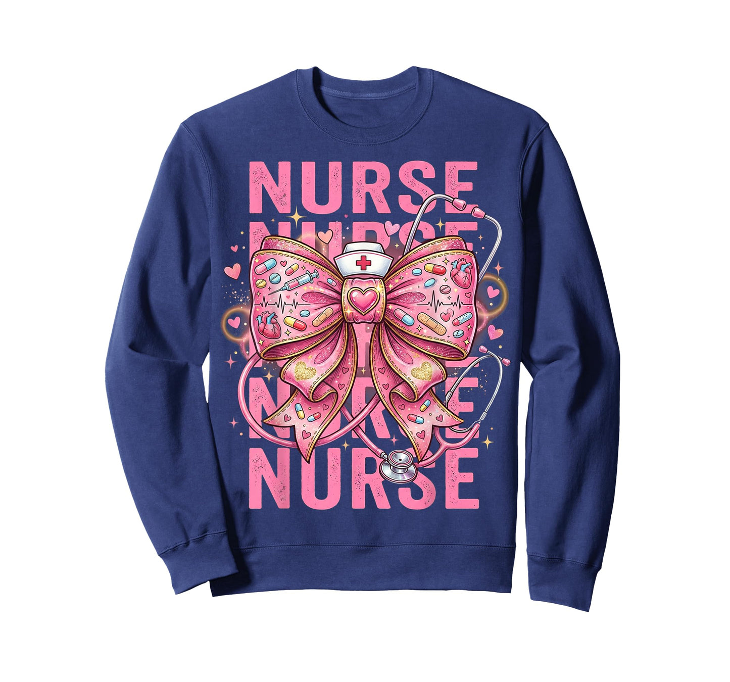 Pink Healthcare ER RN CNA ICU Valentine Nurse Heart Nurses T-Shirt