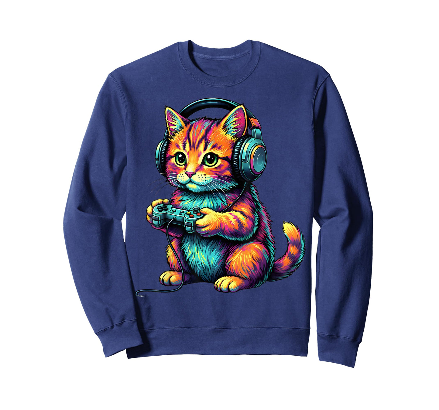 Funny Kitten Cat Playing Video Games Vintage Cat Gaming T-Shirt