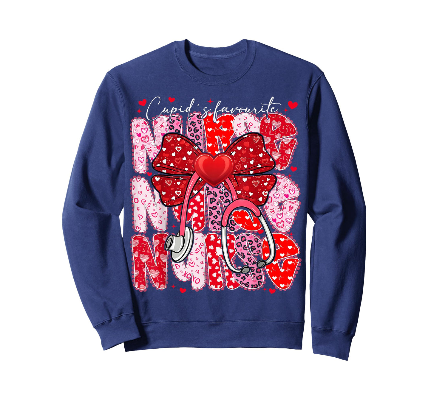 Cupid's Favorite Nurse Valentine Girl Women Coquette Bow T-Shirt