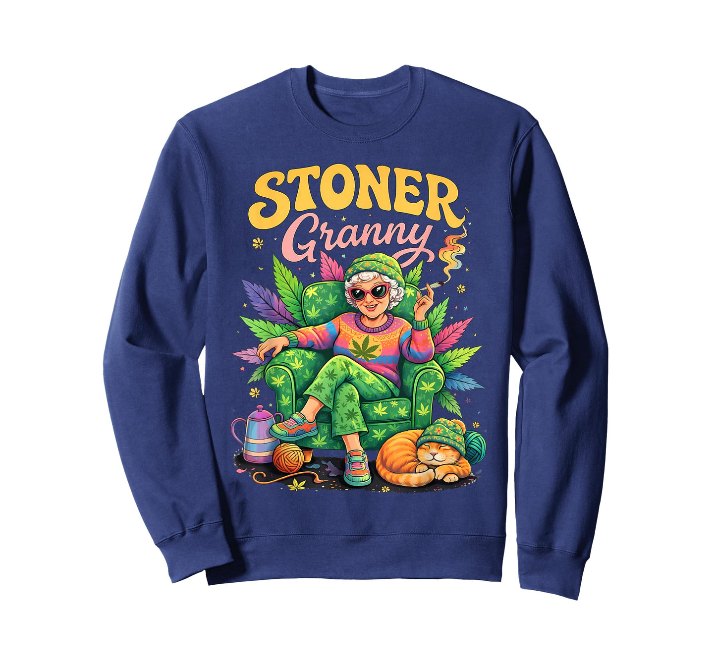 Cannabis Weed Smoking Grandma Marrijuna 420 Stoner Granny T-Shirt