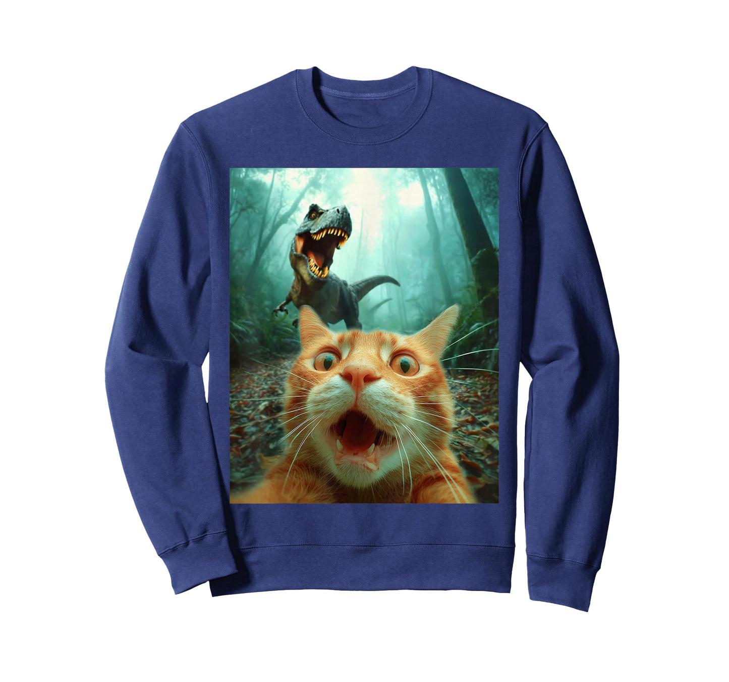 Cat Selfie with T-Rex Dinosaur Trex Dino Men Women Kids T-Shirt