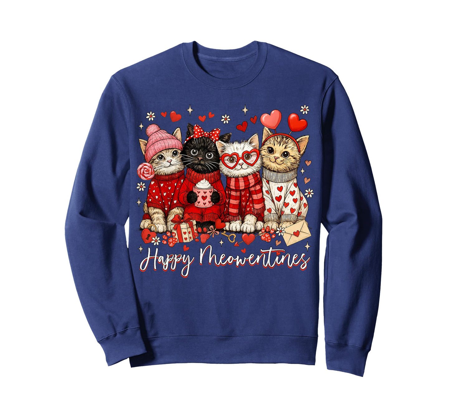 Happy Meowentines Cute Valentine Cat Lovers Girls Women Kid T-Shirt