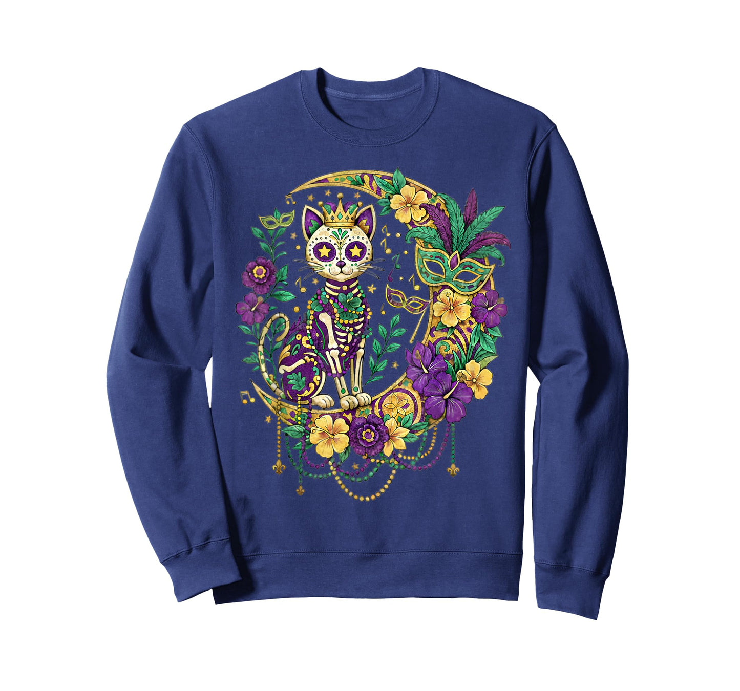 Mardi Gras Costume Sugar Skull Cat Carnival New Orleans T-Shirt