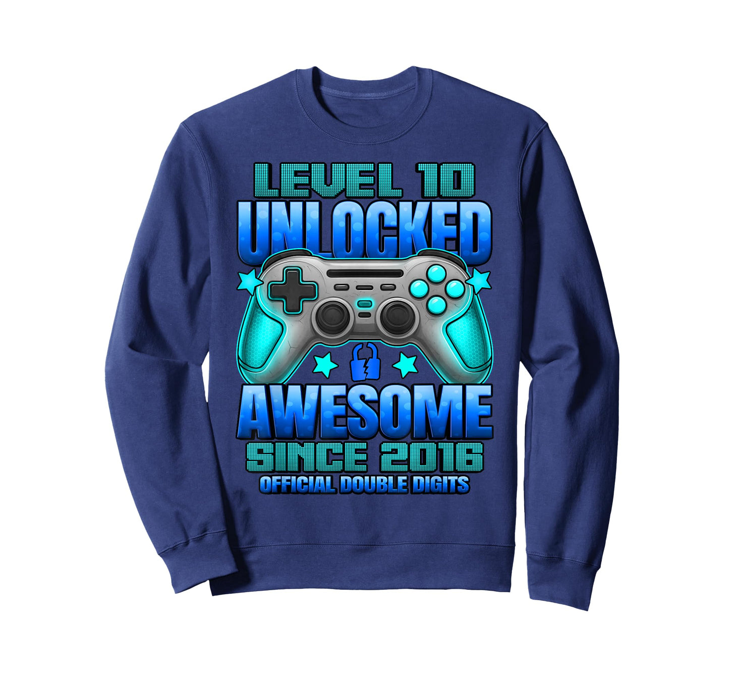 Official Double Digits Level 10 Unlocked 10th Birthday Boy T-Shirt