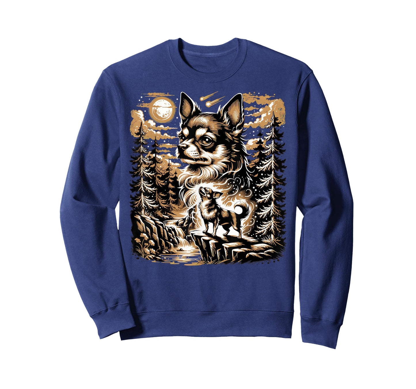 Chihuahua Howling to The Moon Vintage T-Shirt