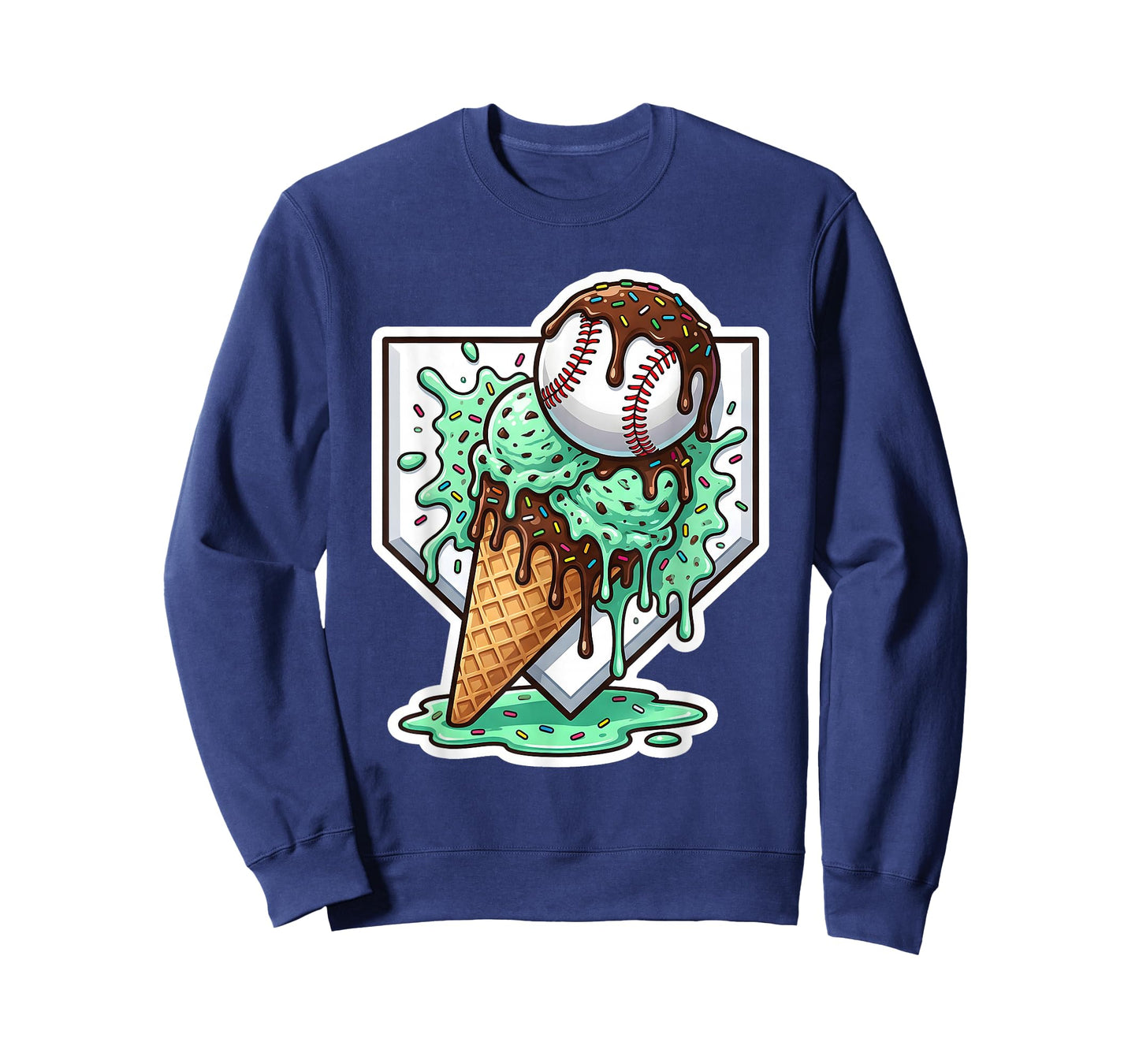 Baseball Boys Ice Cream Drip Baseball Boys Youth Mint Choco T-Shirt