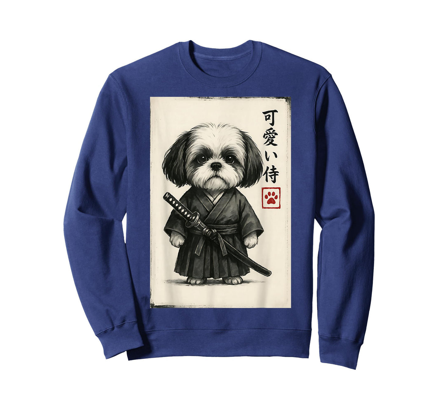 Shih Tzu Samurai Ink Art Sumi-e Style Novelty Kawaii T-Shirt