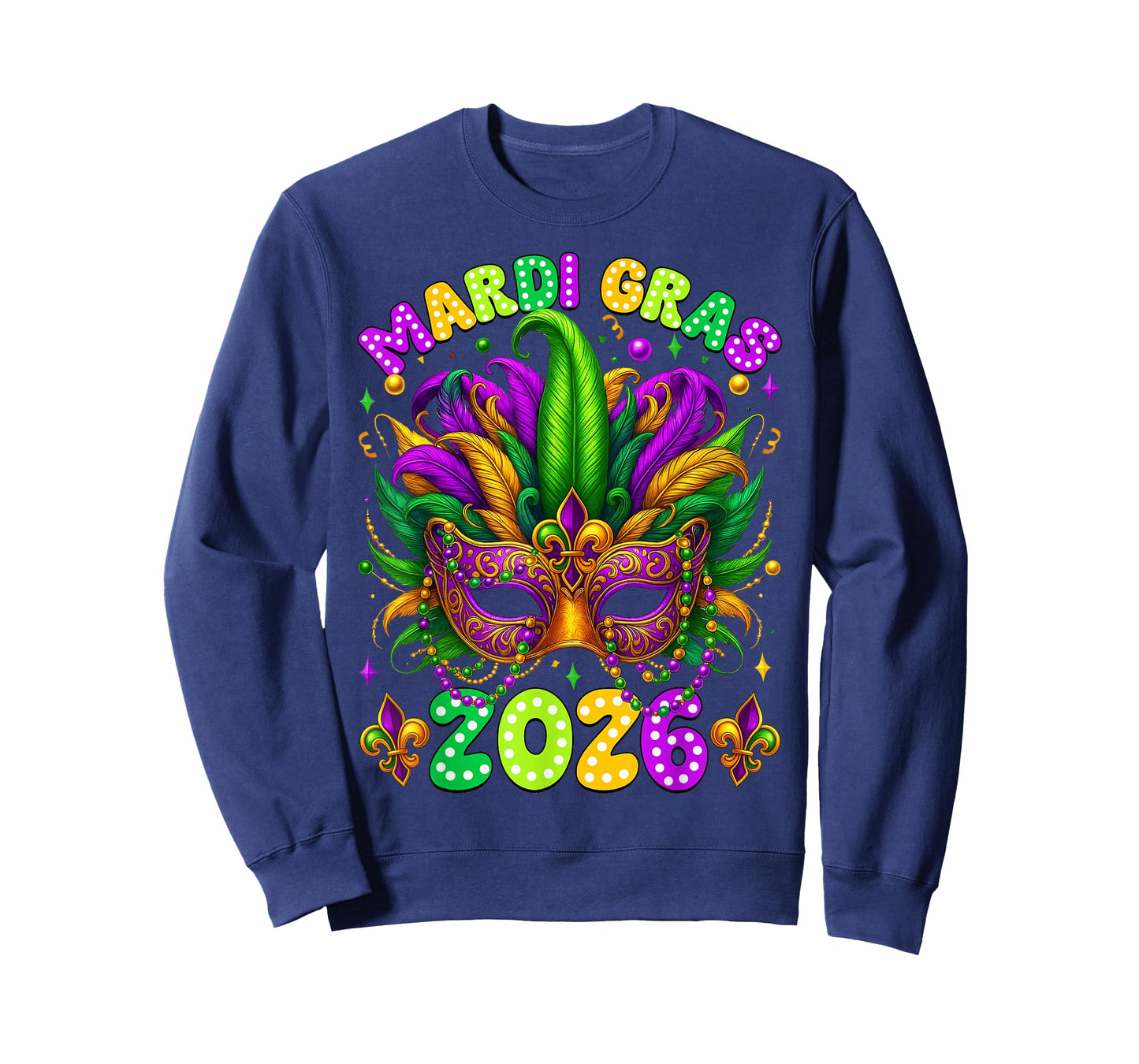 Mardi Gras Carnival New Orleans 2026 Jester Mask Beads Women T-Shirt