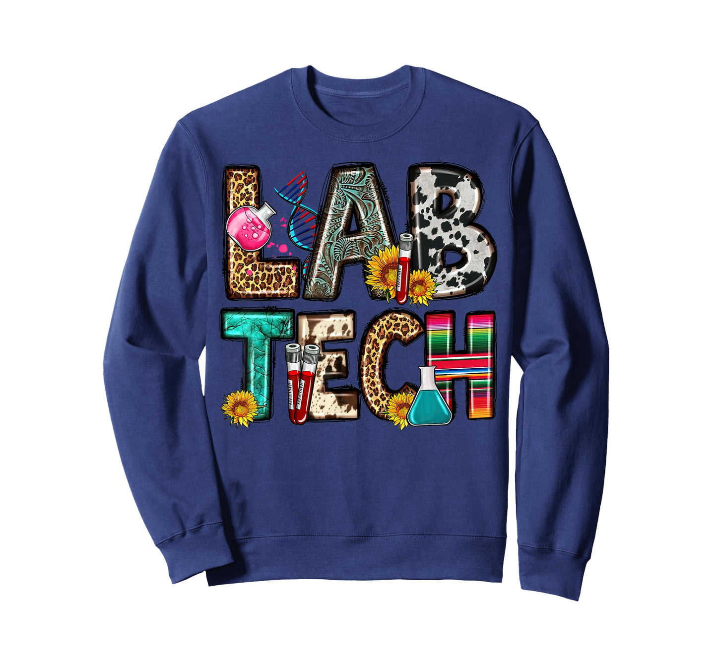 Retro Lab Tech Leopard Floral Medical Laboratory Science T-Shirt