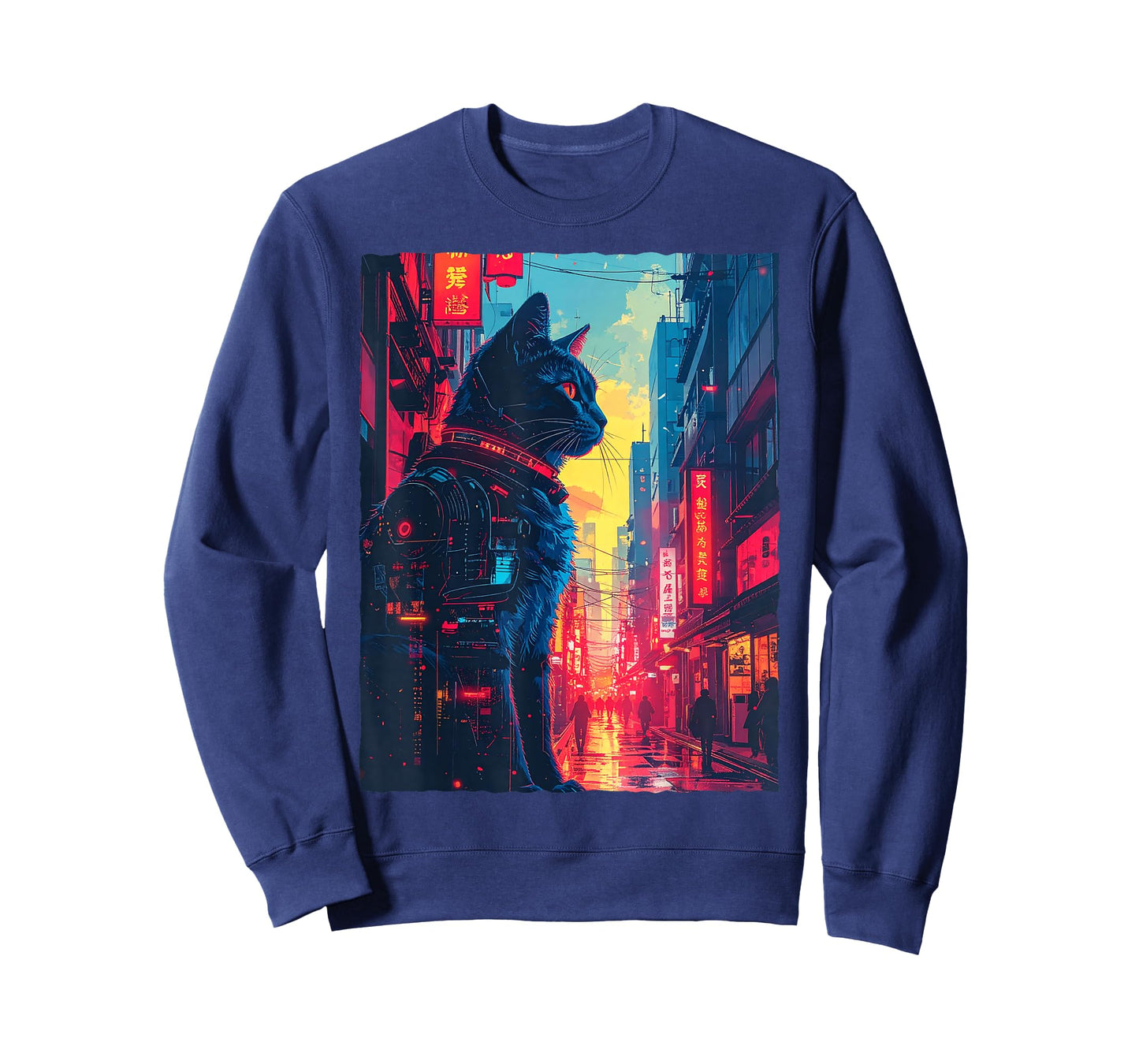 Cyborg Cat Japanese Streetwear Sci-Fi Mecha T-Shirt
