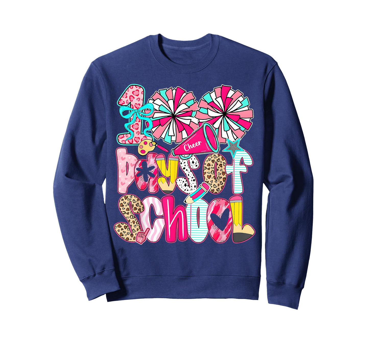 Preppy 100 Days of School Cheer Coquette Bow Kids Girls T-Shirt
