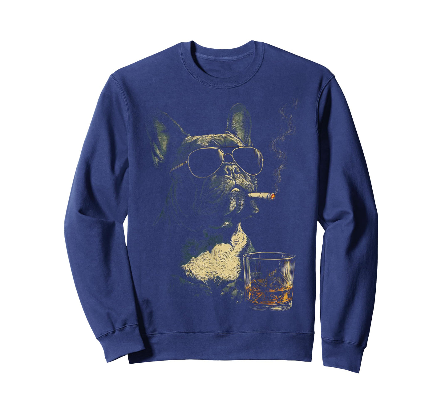 French Bulldog Smoking Cigarette Whisky Lover Funny Dog T-Shirt