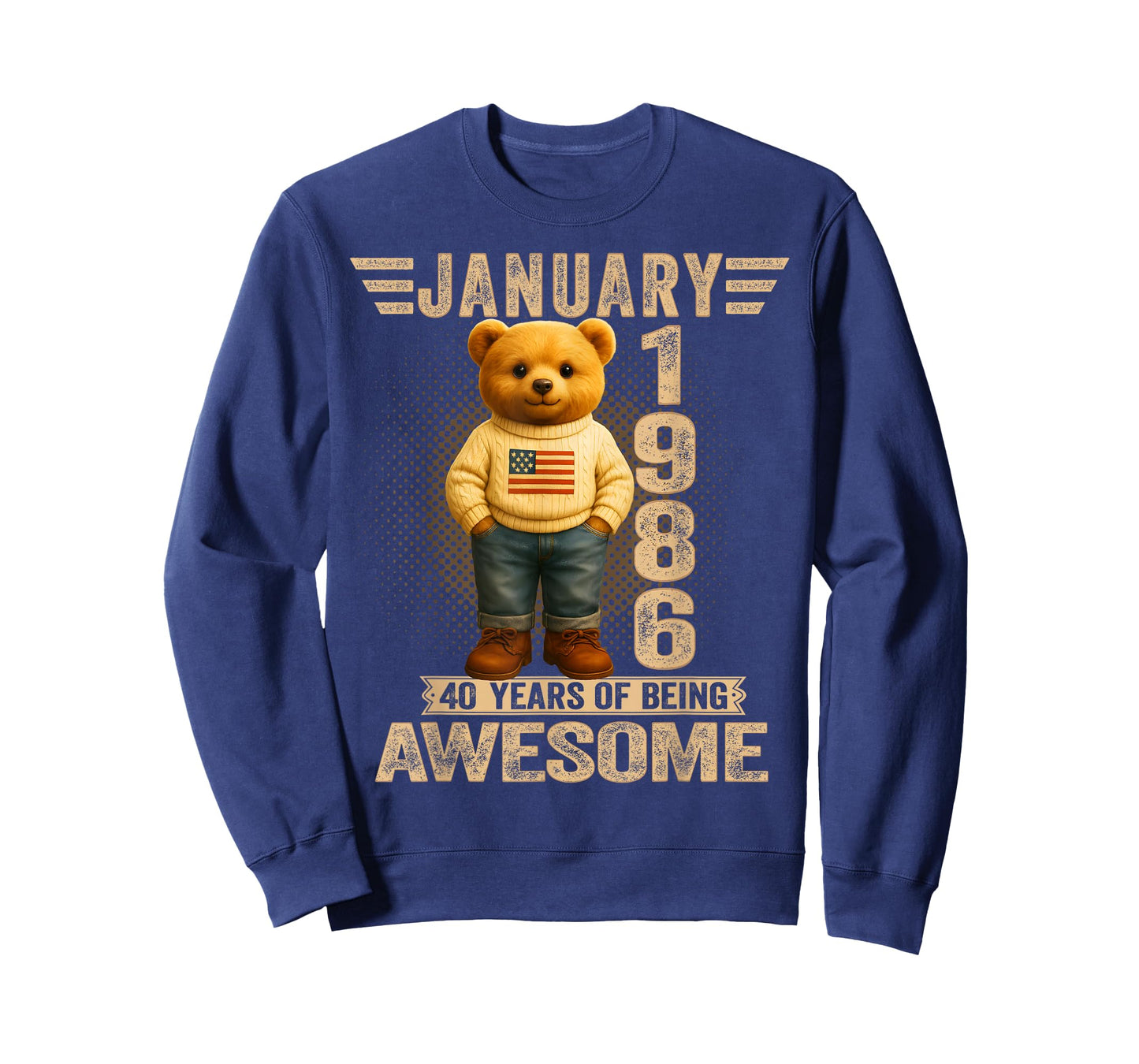 40 Year Old January 1986 Teddy Bear 40th Birthday Men Women T-Shirt