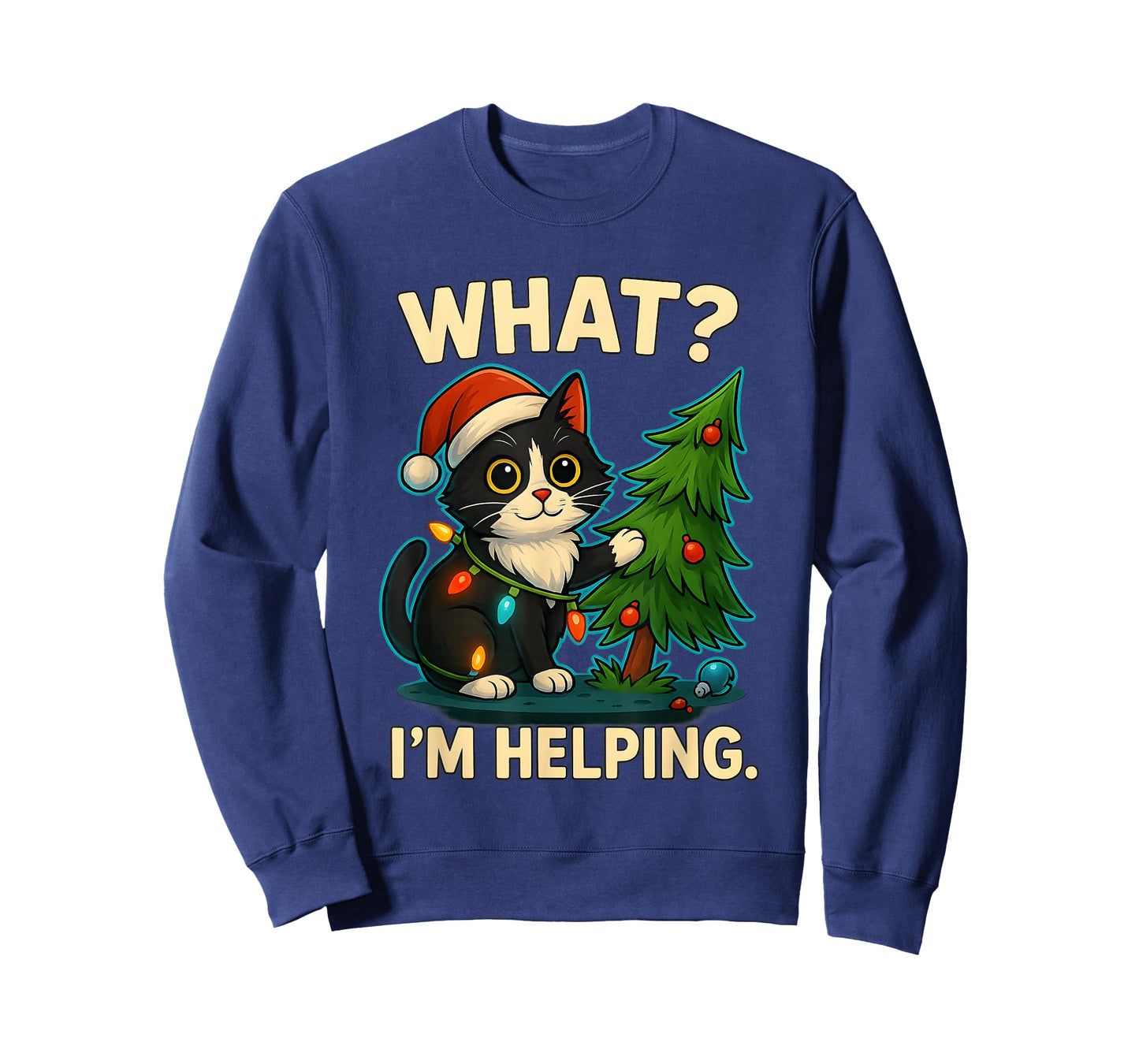 Funny Christmas Cat What I’m Helping Holiday Tuxedo Cats T-Shirt
