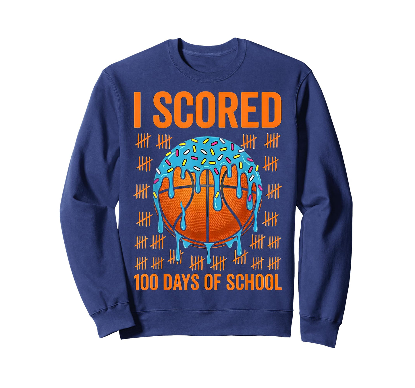 100 Days of School Basketball Ice Cram Drip 100th T-Shirt