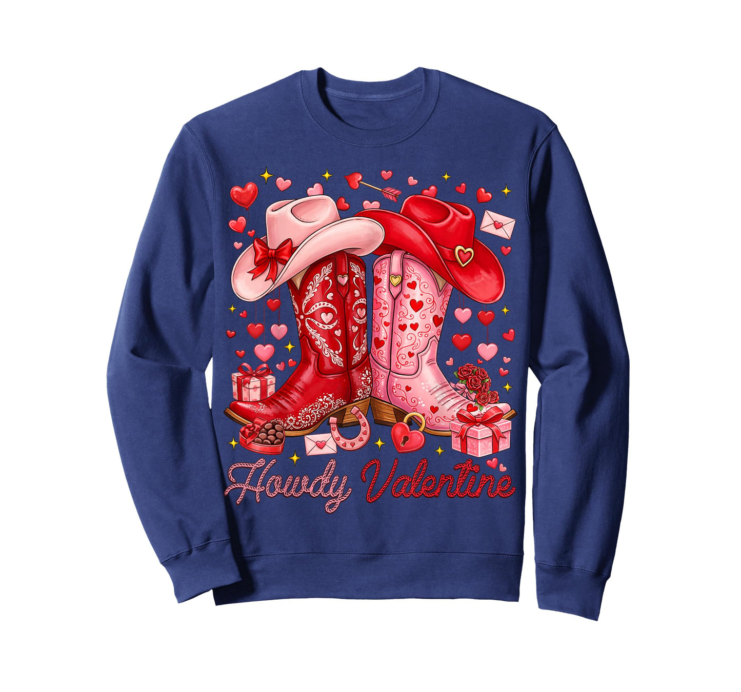 Howdy Valentine Western Cowgirl Boots XOXO Valentine's Day T-Shirt