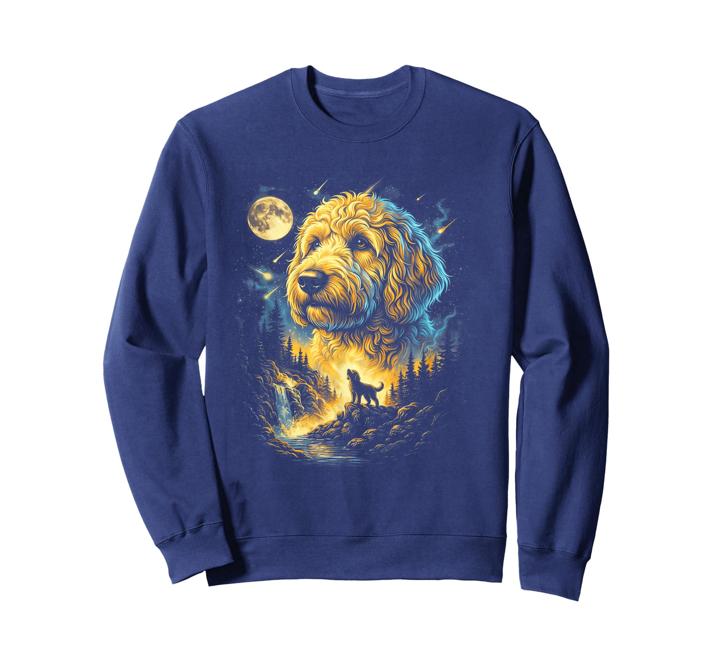 Golden Doodle Howling to The Moon Fantasy Dog Art T-Shirt