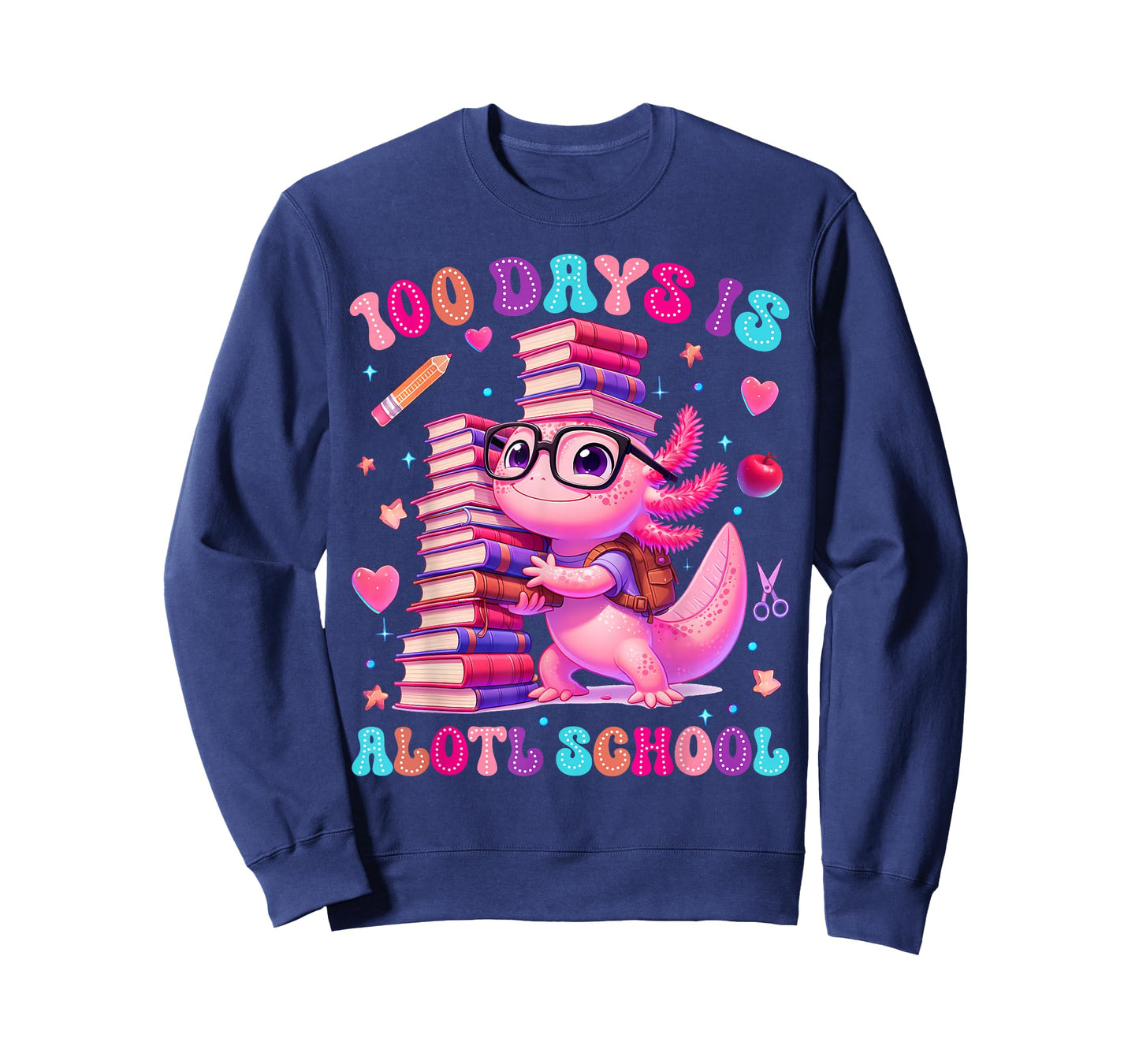 100 Days is Axolotl School Funny Kids Boys Girls T-Shirt