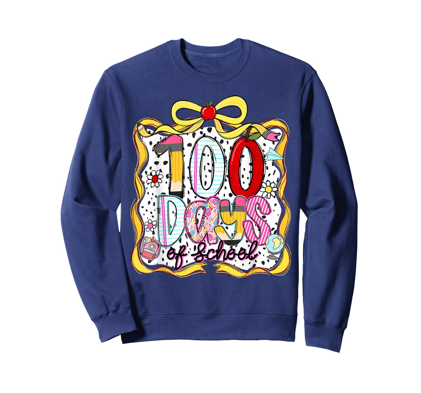 Coquette Bow 100 Days of School Student Teacher Kids Retro T-Shirt