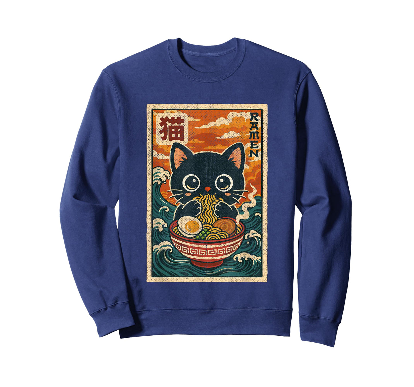 Cute Retro Vintage Japanese Anime Funny Kawaii Ramen Cat T-Shirt