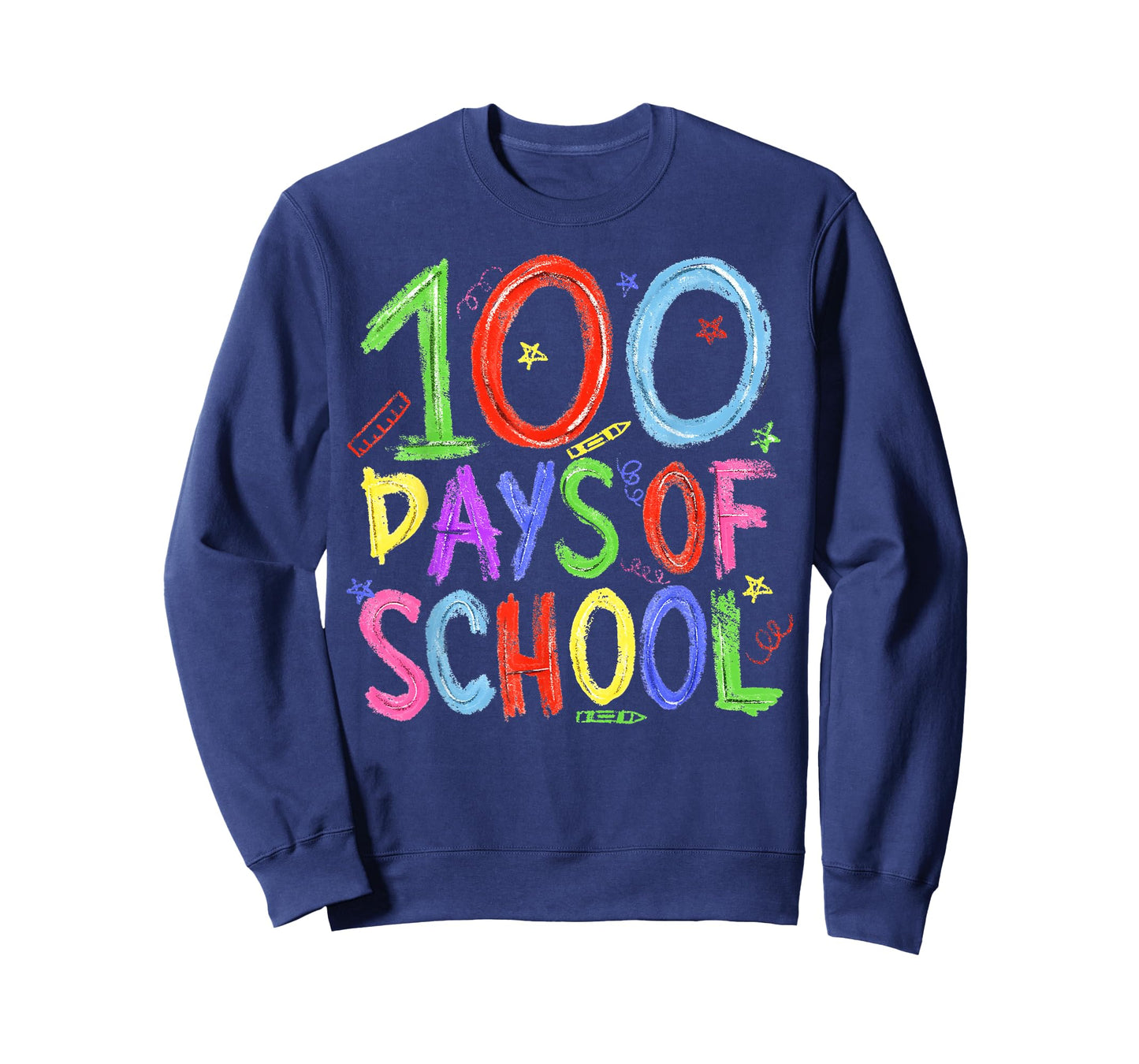 100th Day of School Crayon 100 Teacher Boy Girl Kid T-Shirt