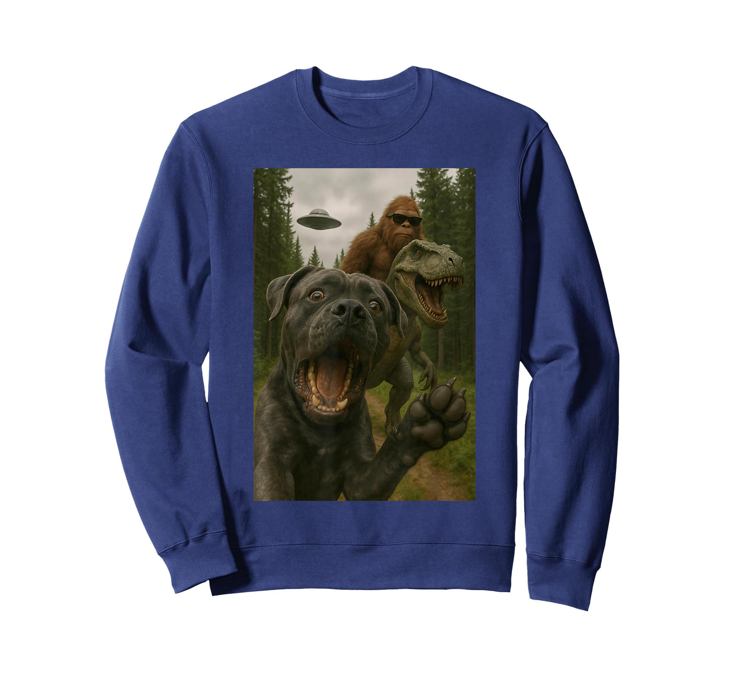 Shocked Cane Corso Dog T-Rex Bigfoot UFO Selfie Meme Design T-Shirt